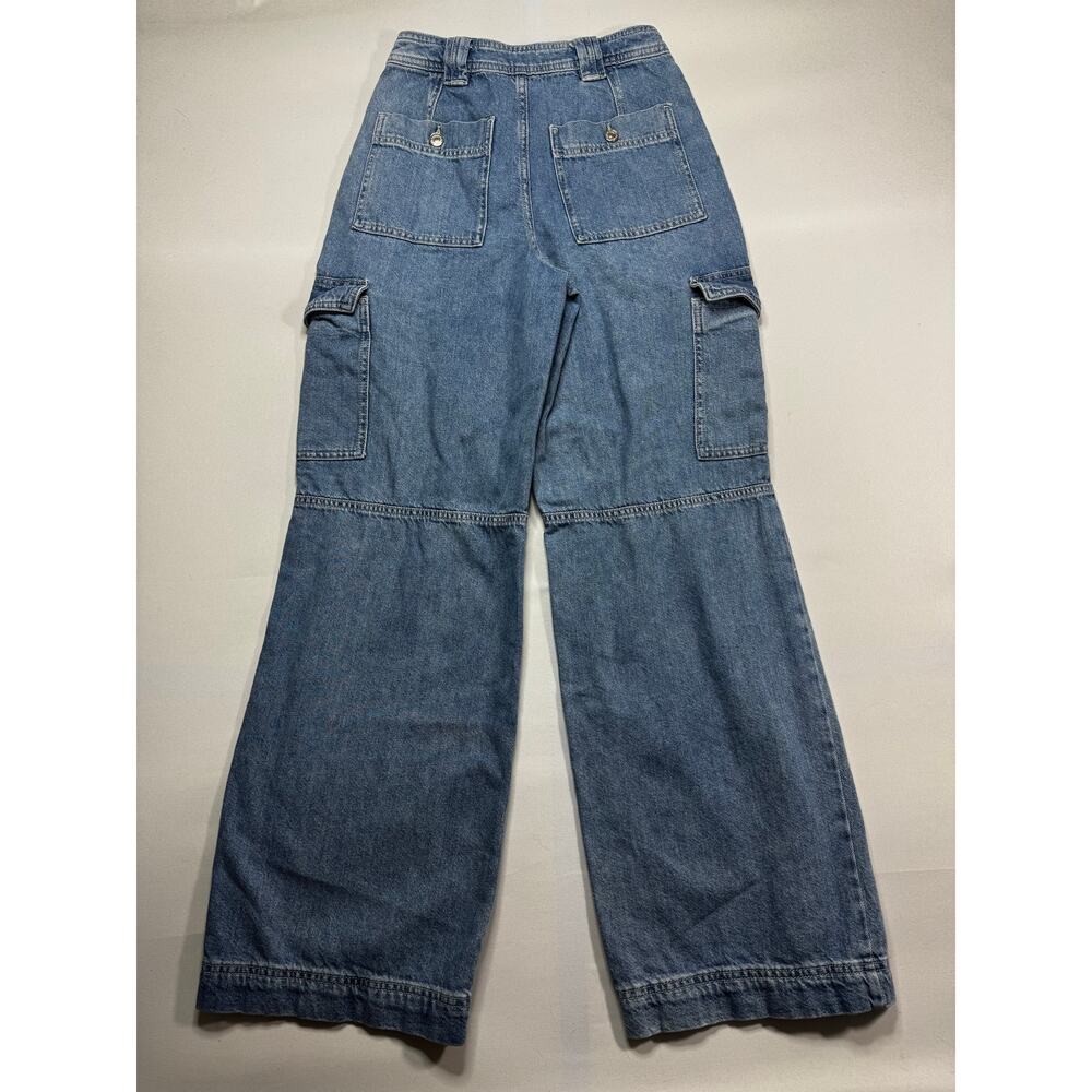 Forever 21 Women's Baggy Wide Leg Cargo Blue  Jeans - Size 24x31* - Picture 2 of 4